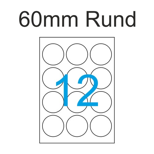 2400 etiketten 60mm rund 200 - 60mm,